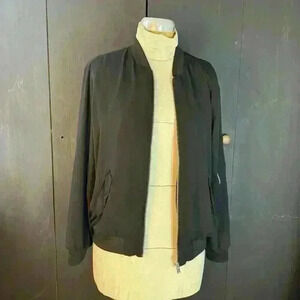 Philosophy Republic Women's Size‎ M Black Full Zip Bomber Jacket Silver City